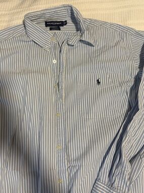 Ralph Lauren Light Blue & White Striped Button-Down Shirt